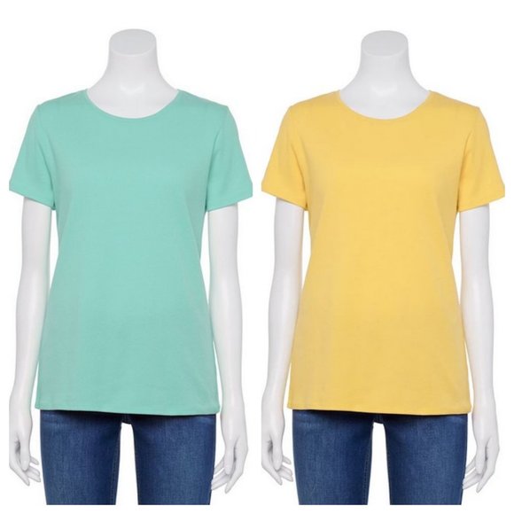 Lot of 2 Croft & Barrow Essential Crewneck Tee XXL - Picture 1 of 3